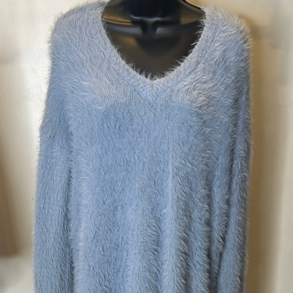 Women's Soft Fuzzy Blue Sweater